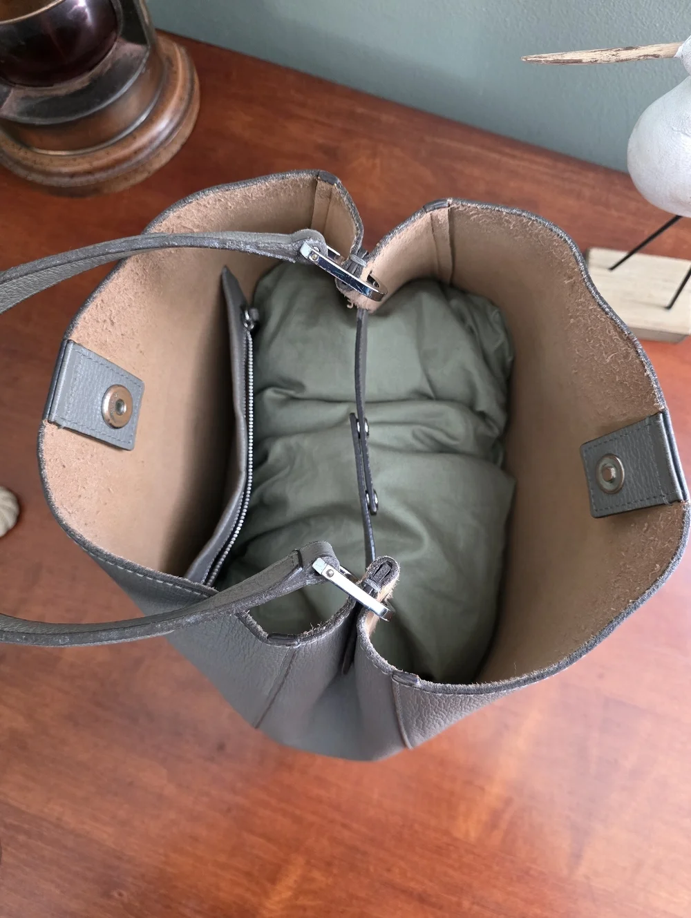 MCM Sarah Hobo Gray Pebbled Leather Shoulder Bag COA